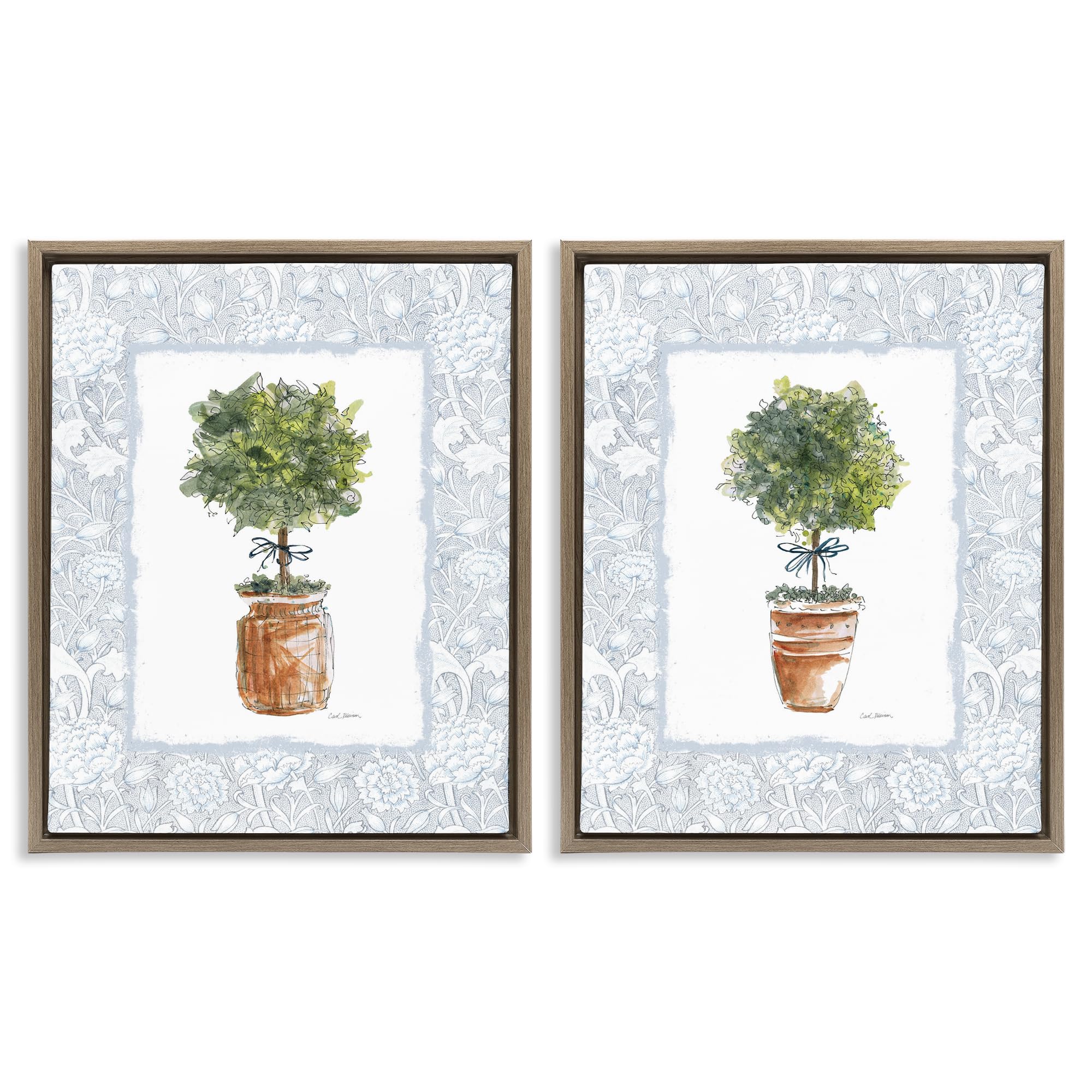 Potted Topiary Plants Cottage, 24 x 30 Inch Canvas in Floater Frame Set