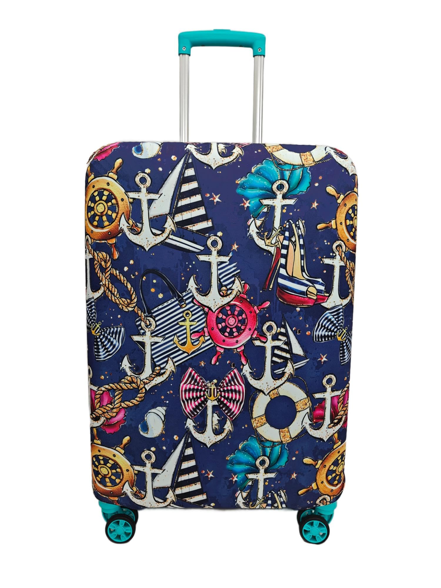 Printed Luggage Cover for Suitcase Stretchable Scratchproof Trolley Bag Protector with Velcro Lock Washable Travel Cover (Only Cover in Product)-Boat Anchor_Blue-L-image-13