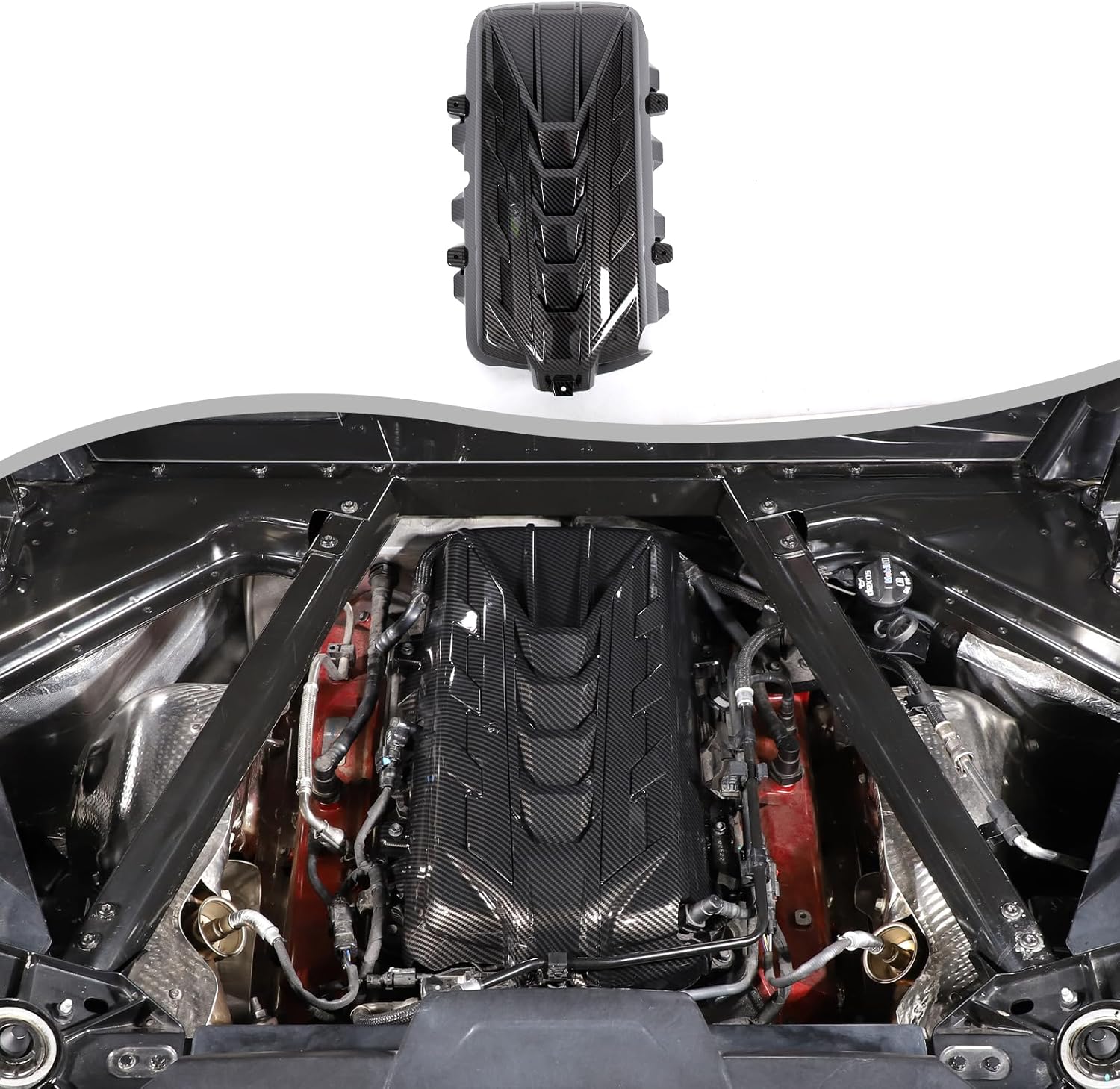 for Corvette C8 Engine Cover Trim for Corvette C8 2020-2024 Engine Bay Protection Panel Cover Trim Exterior C8 Corvette Accessories ABS (Carbon Fiber Pattern)