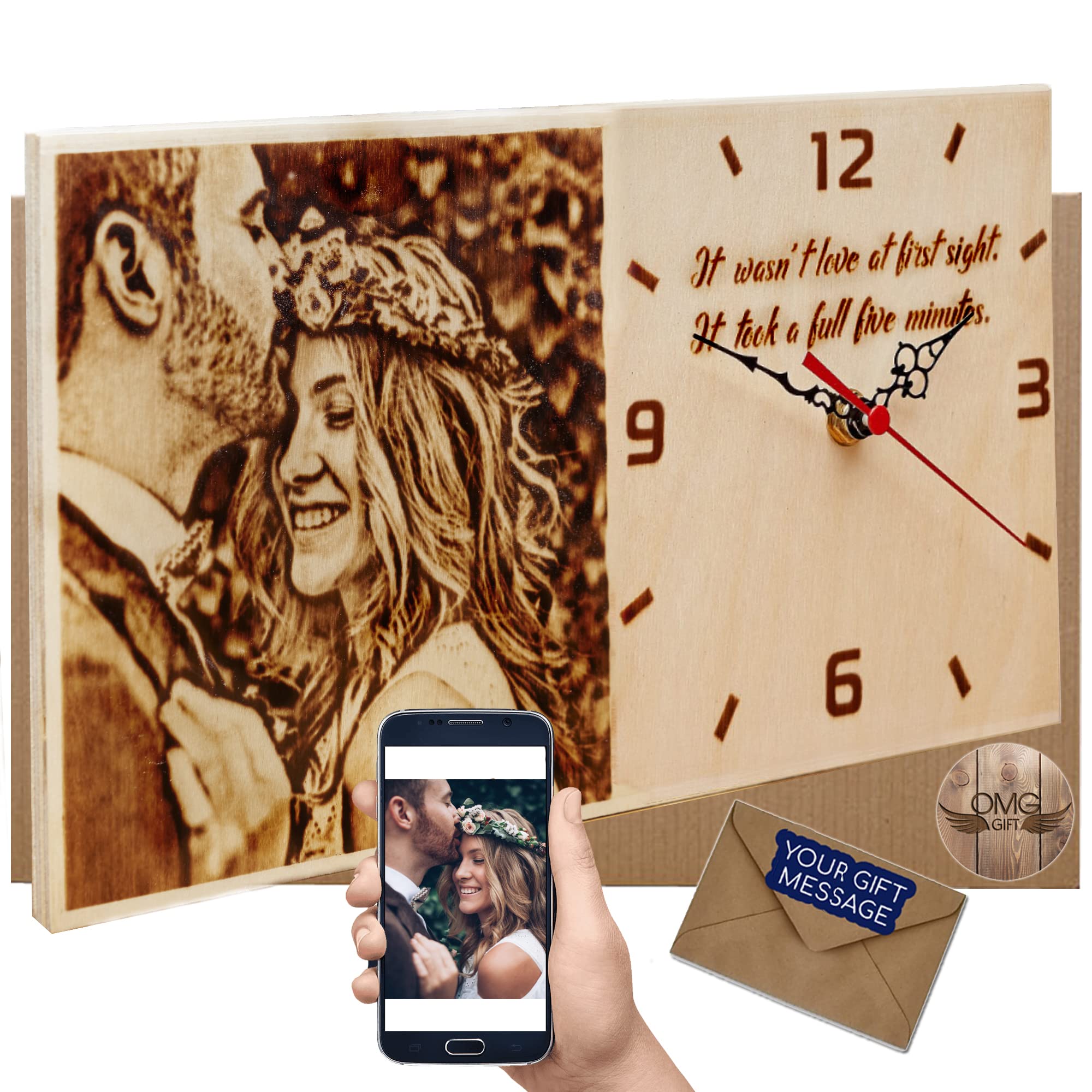 Traditional Gift for 5th Anniversary - Personalized Wood Burning - Photo Gifts - Customized Gifts - 
