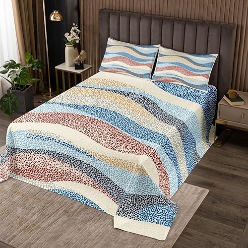 Erosebridal Juego de colcha abstracta de olas marinas tamaño Queen, juego de ropa de cama moderno y minimalista, juego de ropa de cama de verano y