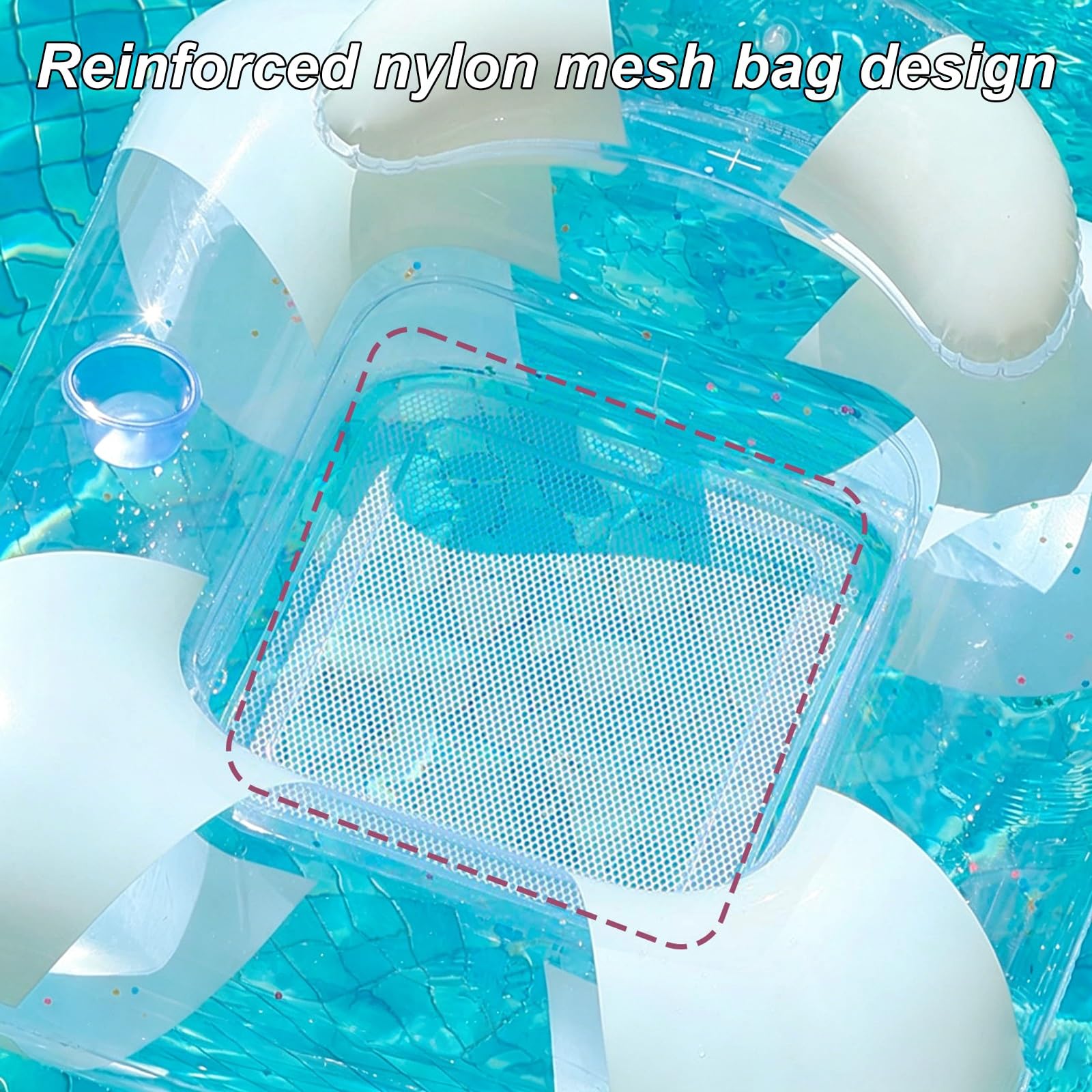 Bouee Piscine, Matelas Piscine Gonflable | Équipé d'un pare-soleil amovible et d'un porte-gobelet, conception de drainage en maille inférieure