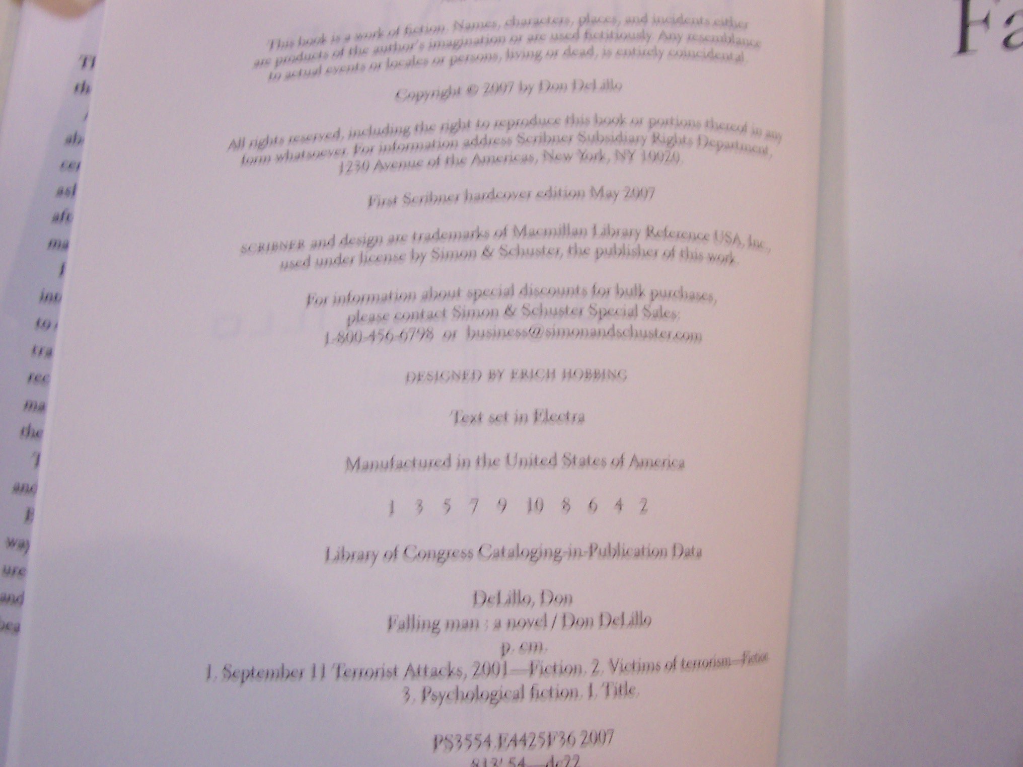 Falling Man: A Novel DeLillo, Don - PT03