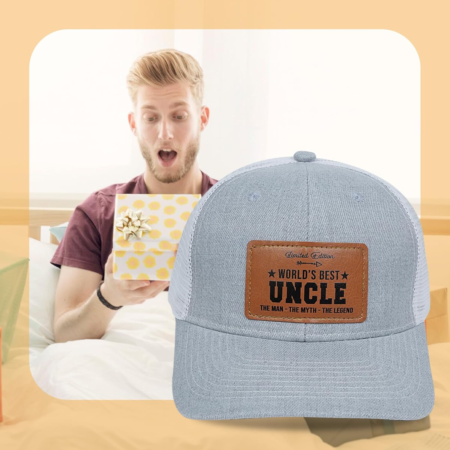 Men's Hat Gifts - Men's Cap Gifts for Father's Day Christmas Birthday Gifts Trucker Hat Leather Pattern Baseball Cap - Image 8