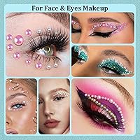 Vista 6 de BELLEBOOST 50g Juego de Perlas Planas y Diamantes de Imitación 1-Rosa y Blanco, Tamaño Mixto 3-10mm, Resina, Diamantes de Imitación y Medias Perlas