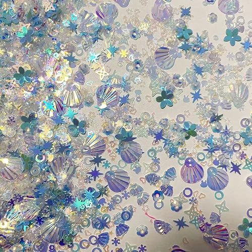 Miniatura 5 de 2000 piezas de confeti de PVC con purpurina para fiesta de conchas de sirena, arte de uñas, vacaciones, compromiso, boda, despedida de soltera,