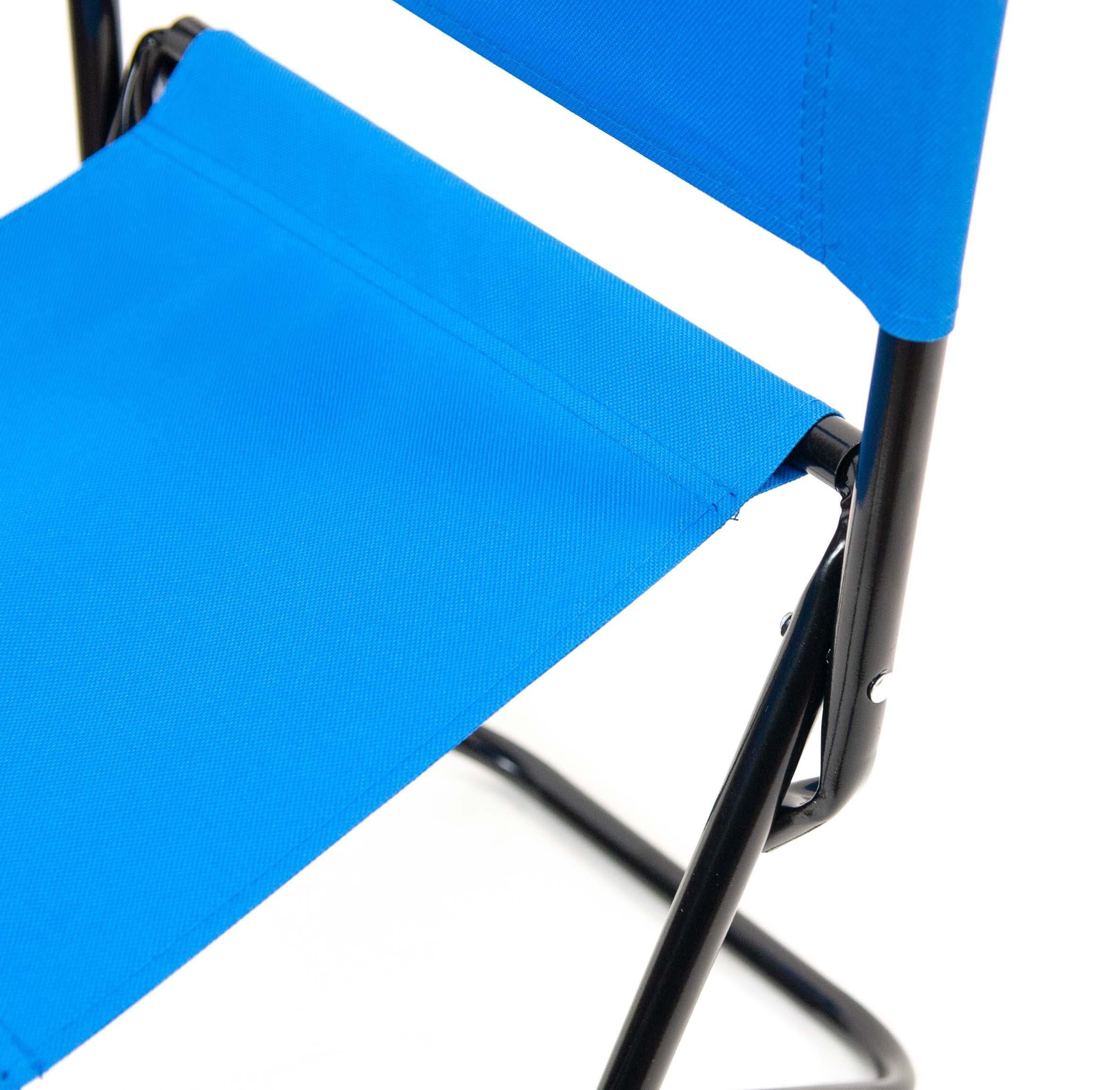The Secret Home - Taburete Portátil Plegable Ultraligero con Respaldo de Acero y Poliéster para Exteriores, Pesca, Camping, Playa - Alto 58 cm x Largo 35 cm - Azul