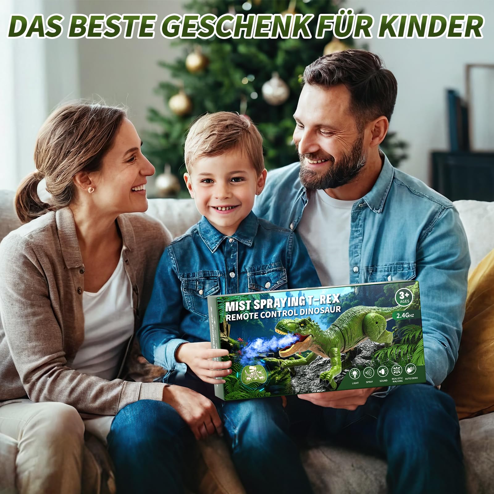 Sunrad Kinder Ferngesteuertes Dinosaurier Spielzeug,Elektronik T-Rex Dino Spielzeug mit Sprühen, Lichtern und Brüllen, Gehen, Dinosaurier Spielzeug für Jungen Mädchen ab 3 4 5 6 7 8 Jahre Geschenk
