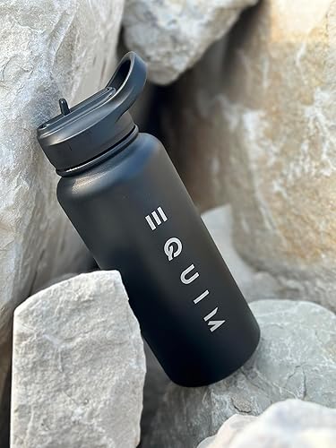 Miniatura 2 de Equim - Botella de agua aislada al vacío, sin BPA, sin transferencia de sabor, acero inoxidable (negro)