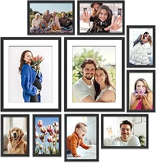 Icona Bay Combo-Sizes Black Picture Frames Set - 10 PC (Four 4x6, Four 5...
