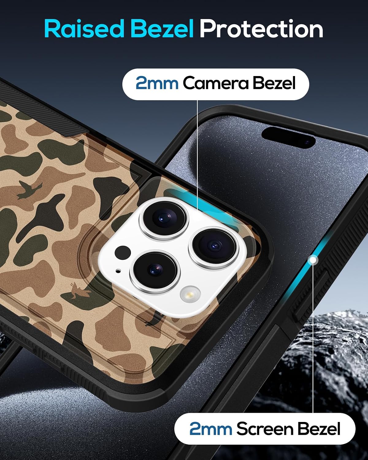 for iPhone 15 Pro Case Heavy Duty Protection, Camo