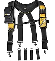 Vista 3 de MELOTOUGH 1 paquete de cinturón de herramientas con anillo en D y hebilla de rodillo de metal doble resistente y duradera, cintura ajustable + 1