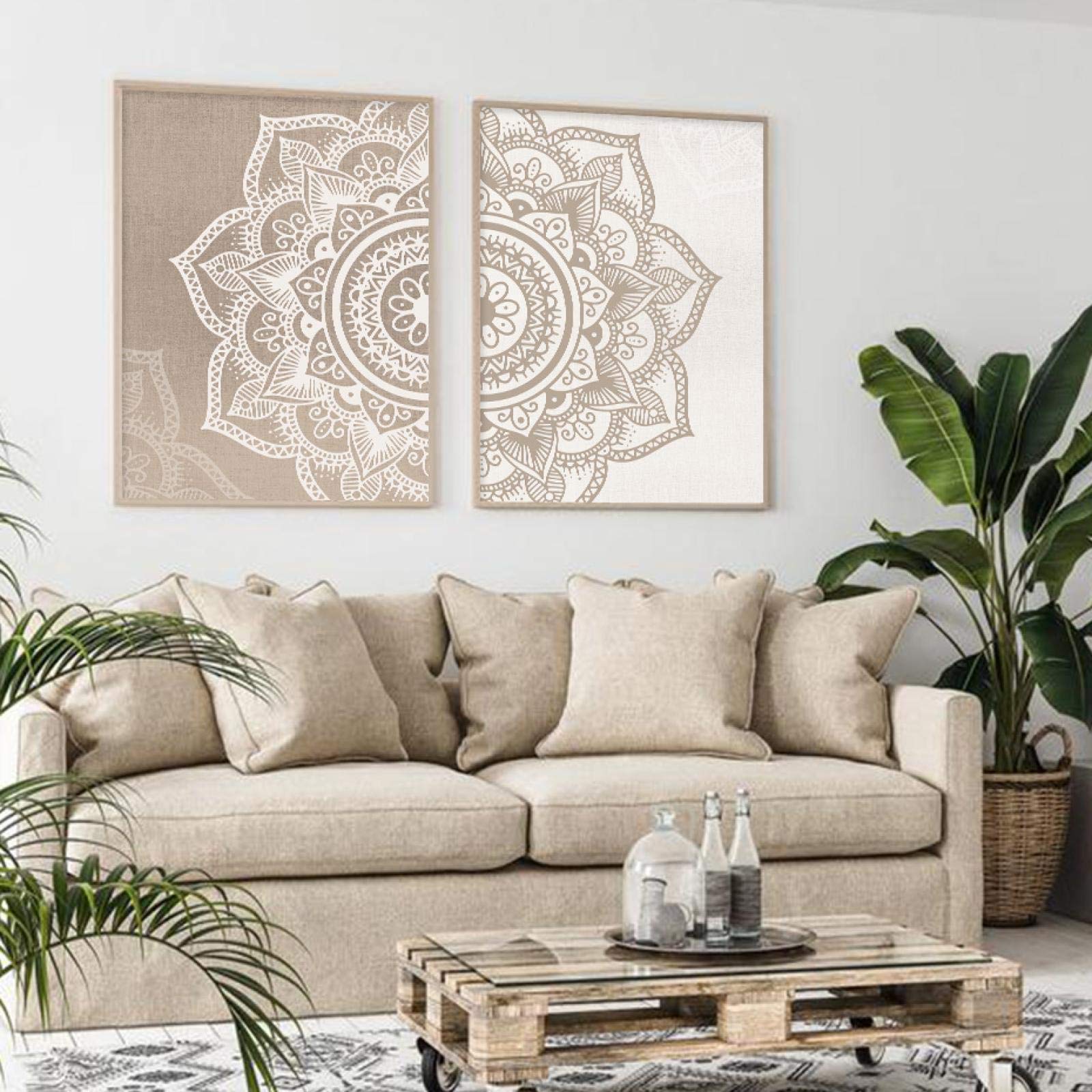 Arte de pared floral beige para crear ambientes zen y relajantes en el salón del hogar 8