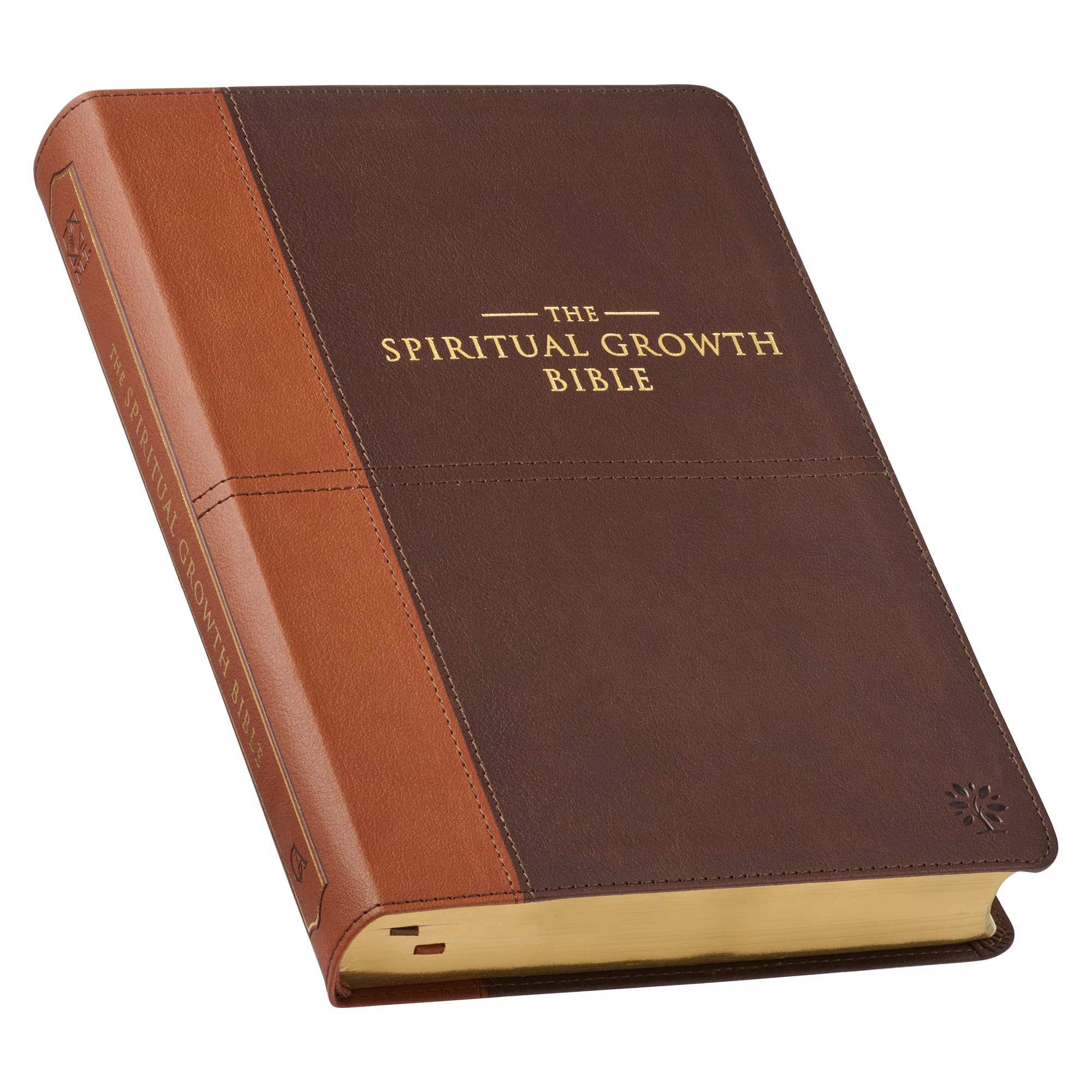 The Spiritual Growth Bible, Study Bible, NLT - New Living Translation Holy Bible, Faux Leather, Chocolate Brown/Ginger (NLT Spiritual Growth Editions)