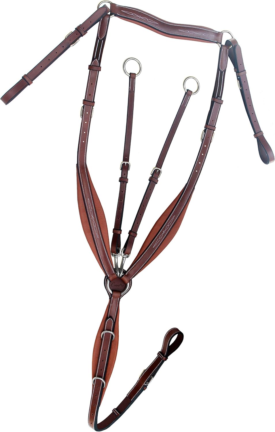 Exion Designer Horse Breastplate/English Breast Collar for Horse | Anatomical Petal-Shape Padding | Adjustable Wither Strap & Soft Calfskin Lining | Running Martingale with Snaps