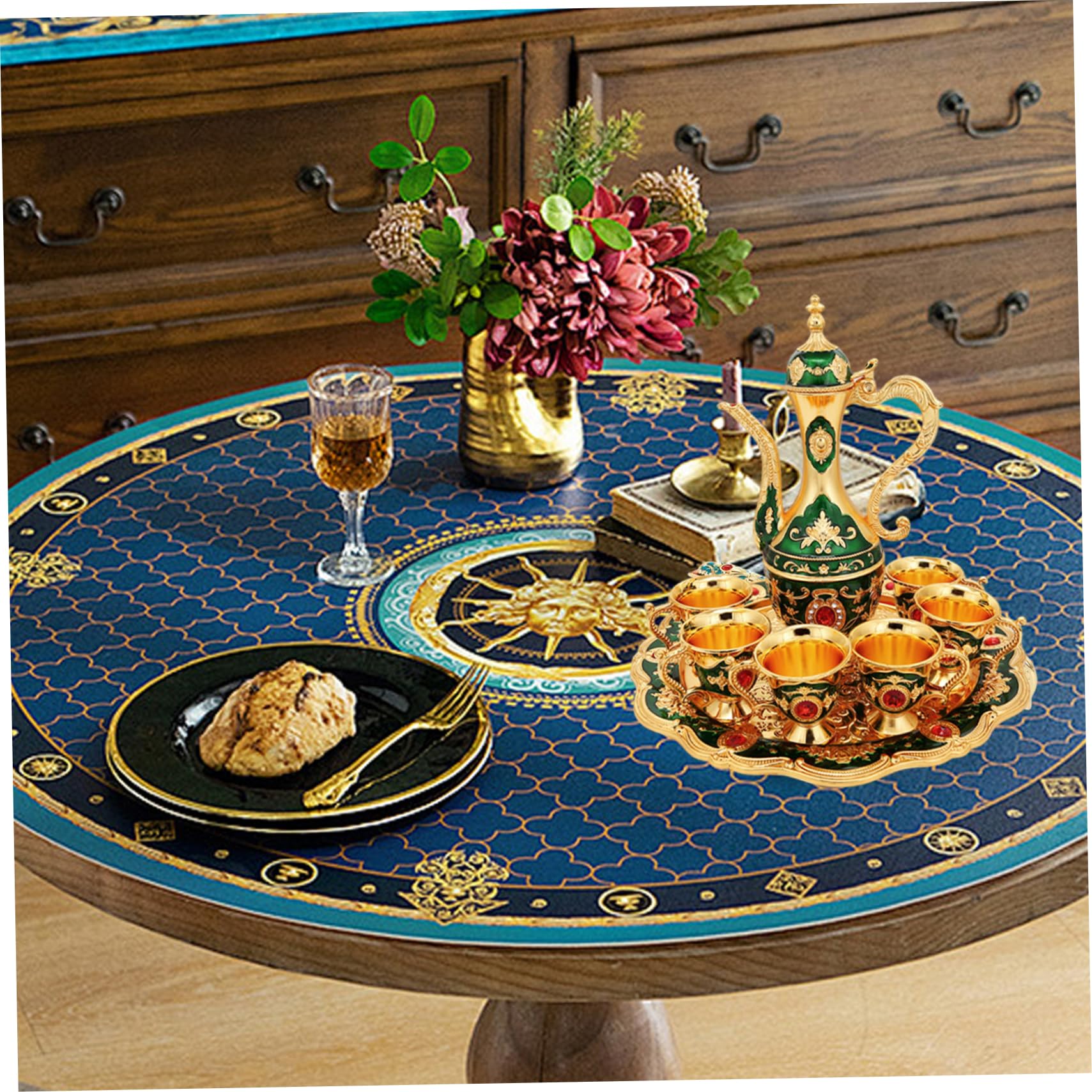 Service à thé marocain 6 pièces, ensemble de tasses à café turques avec Pot, accessoires de cuisine Vintage pour la maison, fête mariage, vert-thé turc