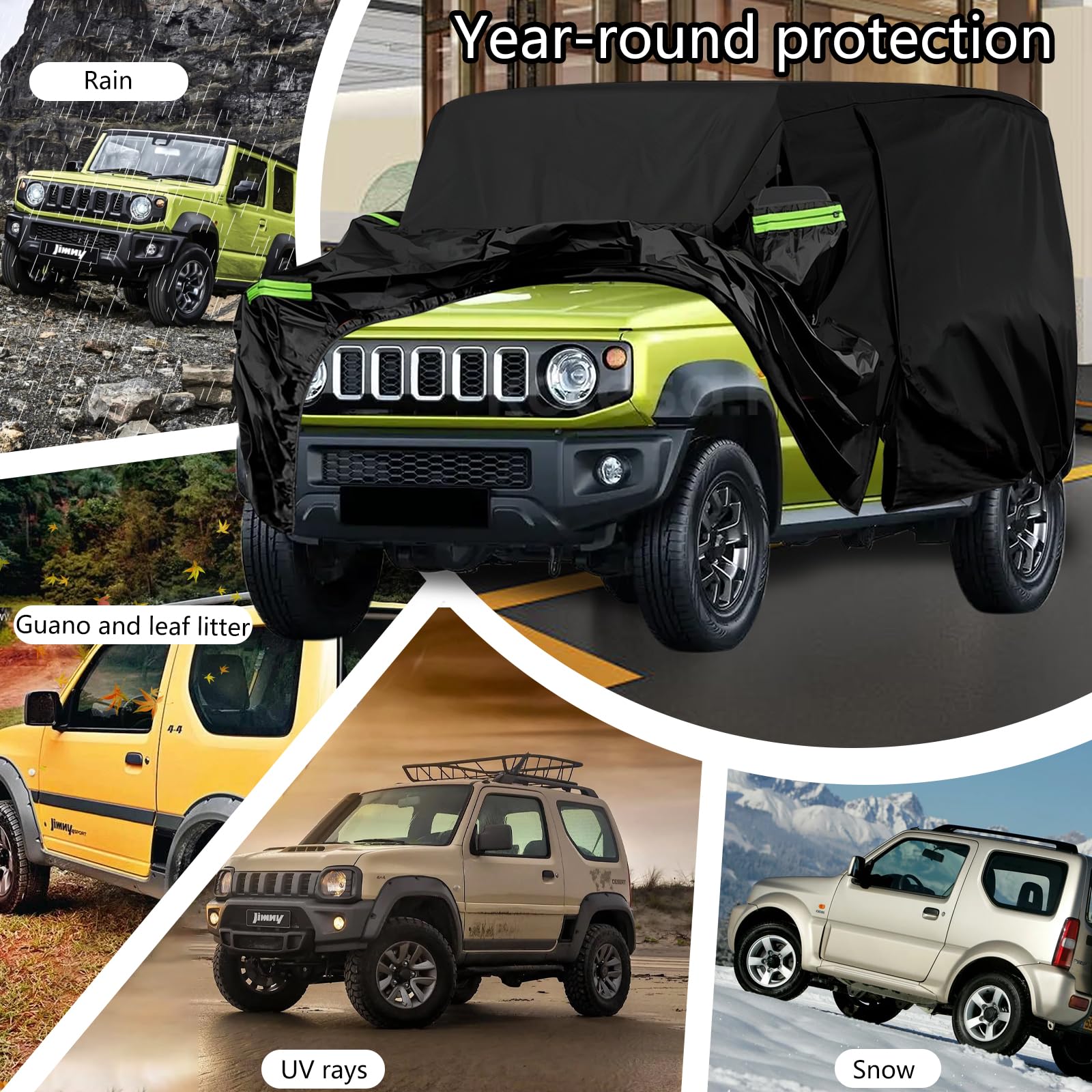 Pokrowiec samochodowy Suzuki Jimny 3 drzwi 1998-2024 Oxford Dupont z zamkiem błyskawicznym ochrona na wszystkie pory roku