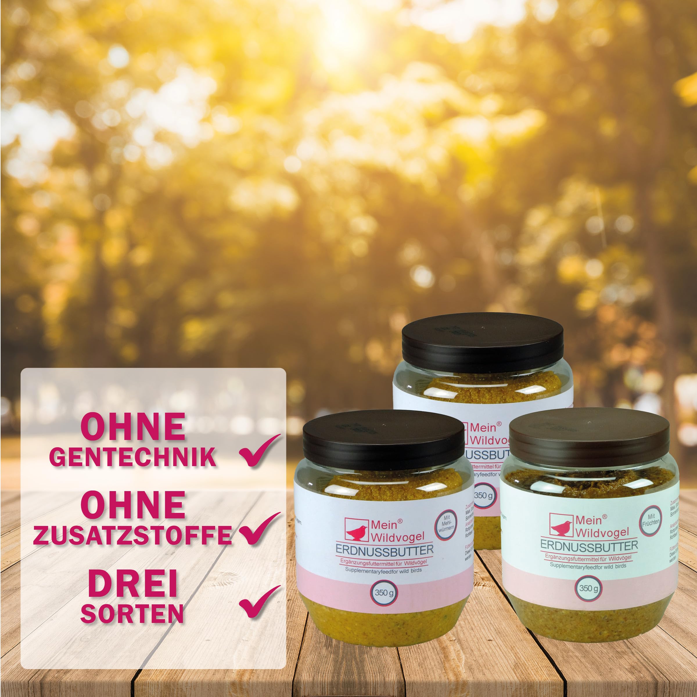 MeinWildvogel Erdnussbutter Mix-Karton 12x 350g, nährstoffreiches Wildvogelfutter - Fettfutter mit Sonnenblumenkerne für Wildvögel und Gartenvögel. Ganzjähriges Weichfutter, ohne Gentechnik