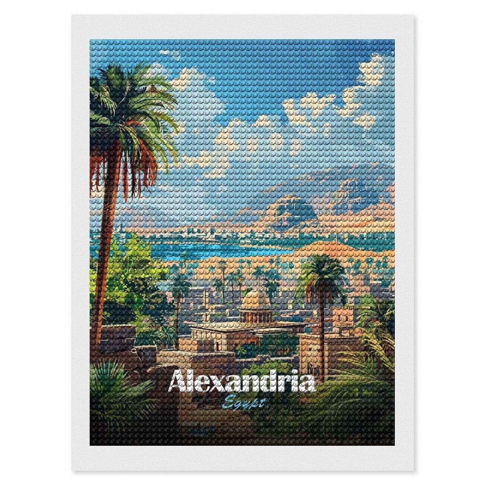 Junmoney Alexandria, Egypt Travel Diamond Painting Set 12"x16", for Beginners, Modern Decor, Simple to Start, Gift Idea, Pleasing Wall Art Project