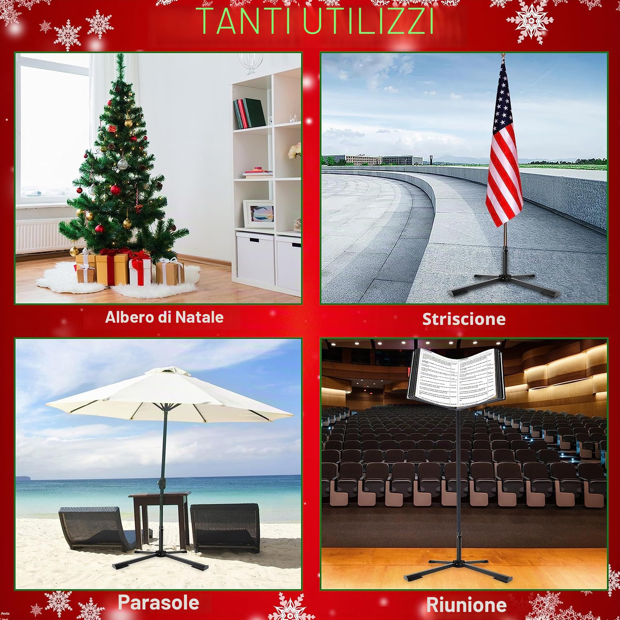 VFZILH Supporto per Albero di Natale in Metallo 3 Misure di Diametro Supporto Universale per Albero di Natale Artificiale Adatto a 60-280 cm Base Robusta per Albero di Natale Pieghevole Fino a 50 kg