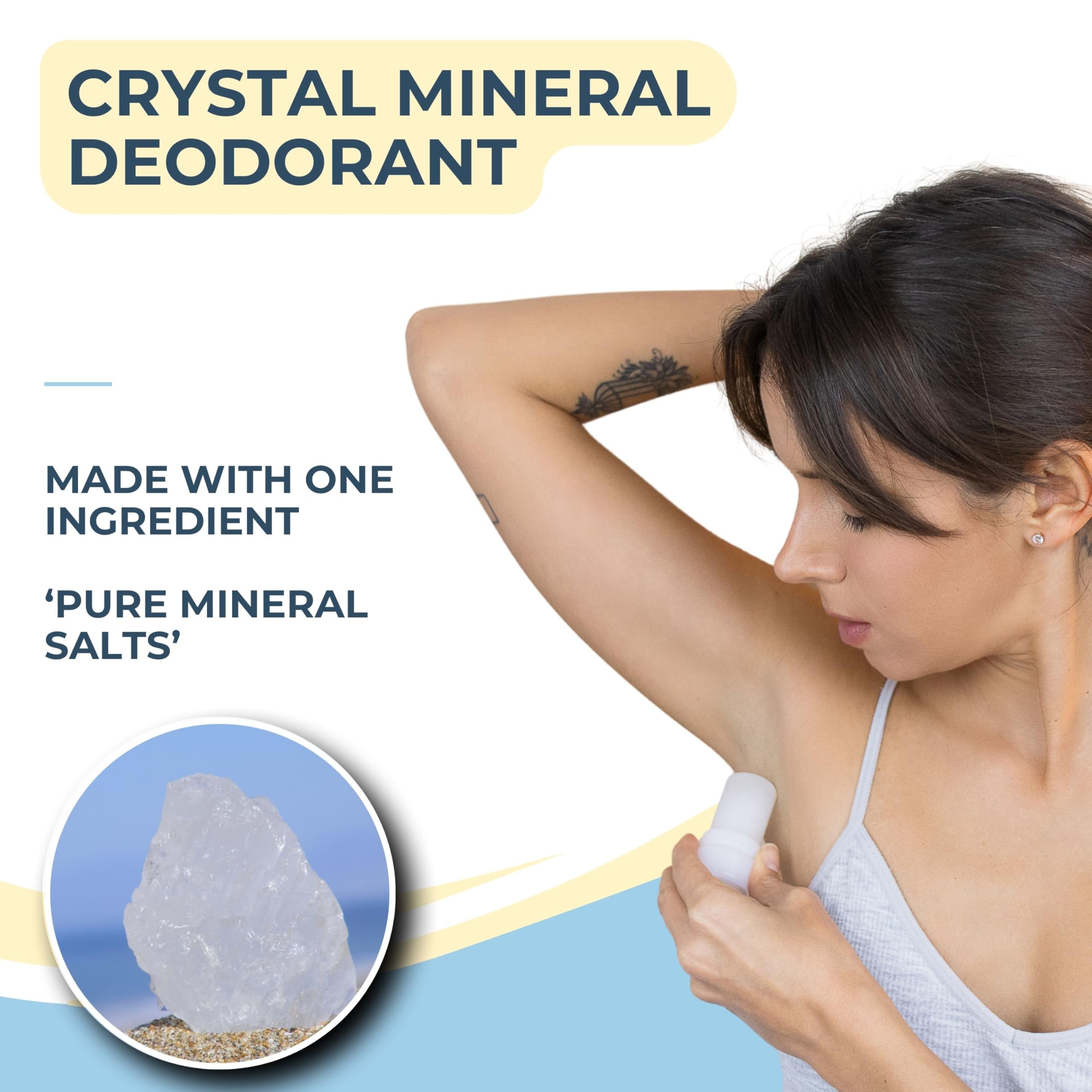 SOMADA Crystal Deodorant Stick - 100% Natural Alum Salt Stone, 4.25oz Unscented For Women & Men