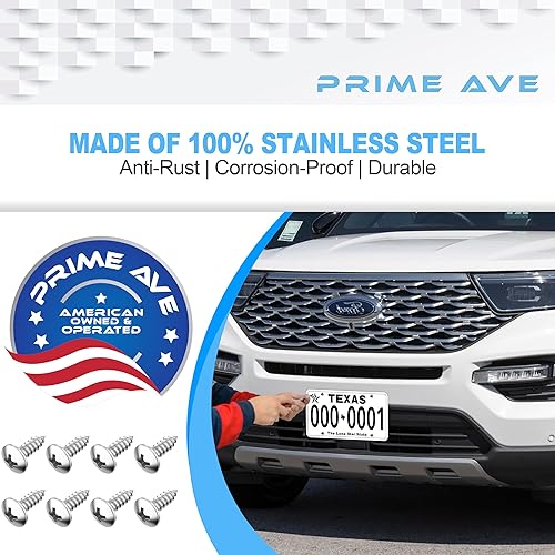 Miniatura 6 de Prime Ave Tornillos de matrícula de acero inoxidable compatibles con Ford Lincoln (paquete de 8)