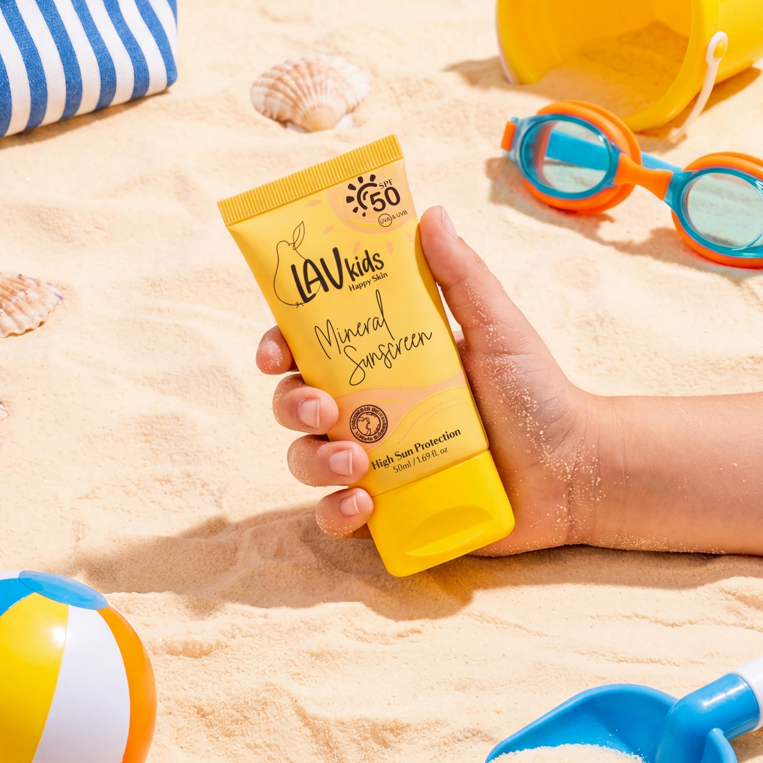 LAV kids Zestaw do pielęgnacji skóry dla dzieci, szampon, odżywka, żel pod prysznic, balsam do ciała, krem do twarzy, LSF 50, masło do ust, testowany dermatologicznie