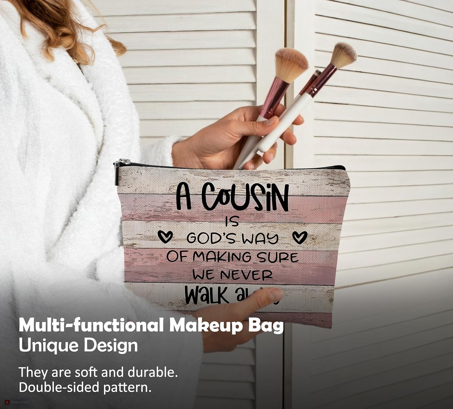 Cousin Gifts Makeup Bag,Cousin Gifts for Women,Cousin Cosmetic Bags With Zipper,Cousin Birthday Gifts for Women - Image 4