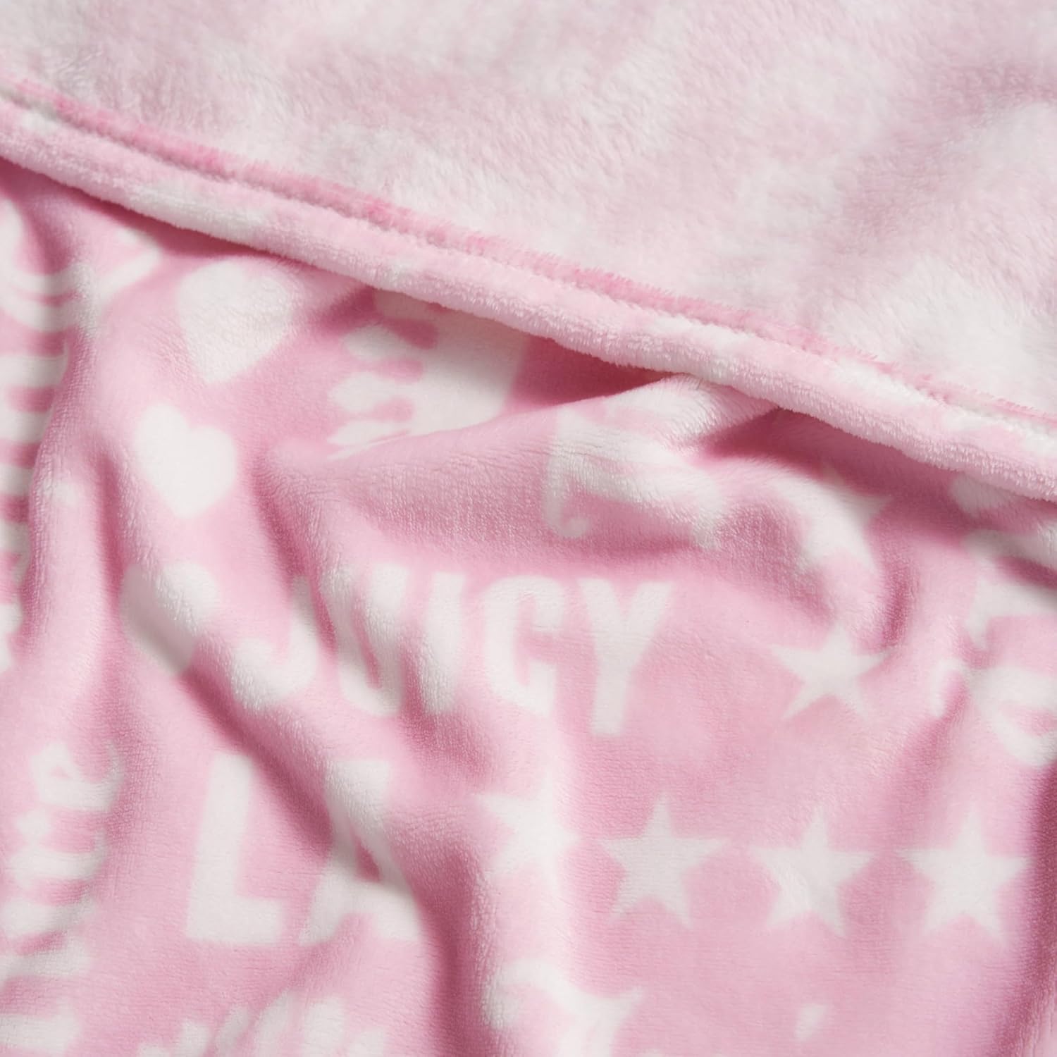 Juicy Couture Luxurious Throw Blanket for Couch - 50” x 70” Inches - Crown Royal Blanket - Plush & Cozy Throw Blanket - Decorative Blankets for Sofas, Throws for Chairs, and Beds – Pink/White