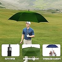 Vista 8 de Paraguas de golf extragrande de 62, 68 y 72 pulgadas, con doble dosel ventilado, resistente al viento, impermeable, de apertura automática