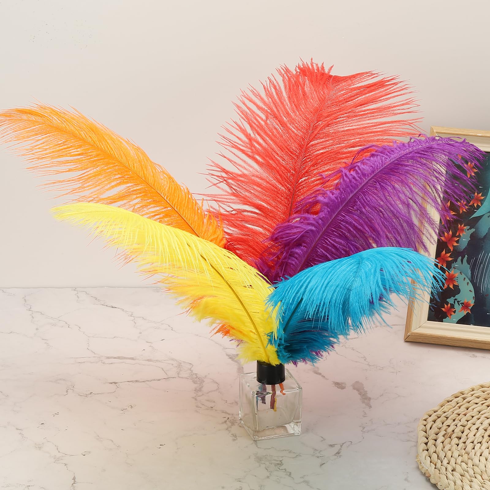 PATIKIL 30 Pz Piume di Struzzo Naturali all'Ingrosso 14-16 Pollici/ 35-40 cm Grandi Piume di Struzzo per Artigianato Decorazione Casa Matrimonio Festa Decorazione Vaso(Nero)