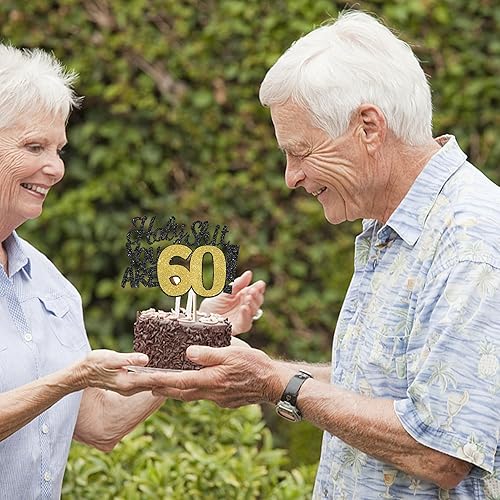 Miniatura 7 de Holy Shit You are 60 - Decoración para tartas con purpurina divertida para 60 cumpleaños para felicitaciones 60 a 60 años de edad, suministros de