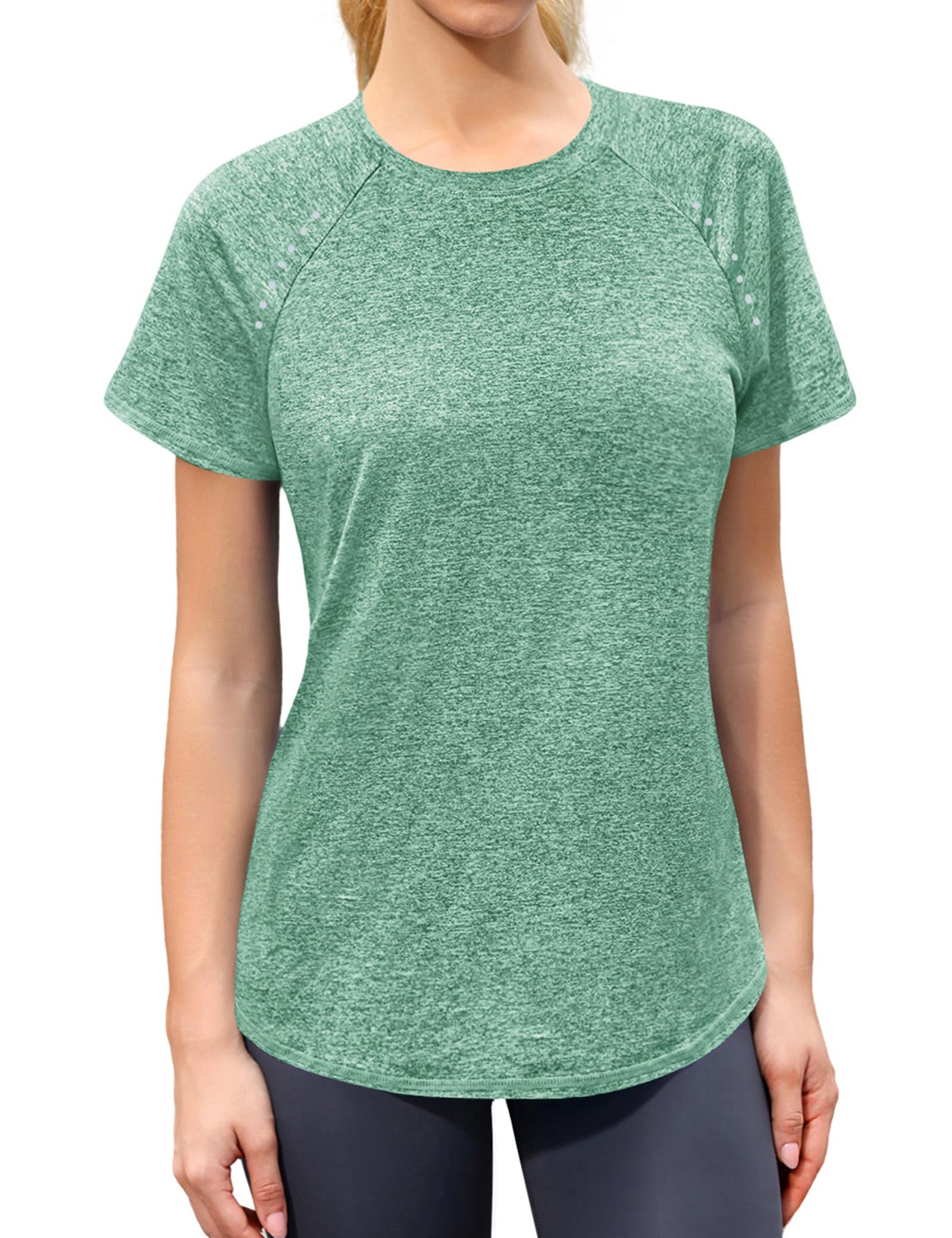 Gyabnw Camiseta Deporte Mujer Manga Corta Top Halter con Cuello Redondo Ropa Ligero de Secado Rápido Adecuado para Yoga Running Fitness Deportiva Entrenamiento Atlético