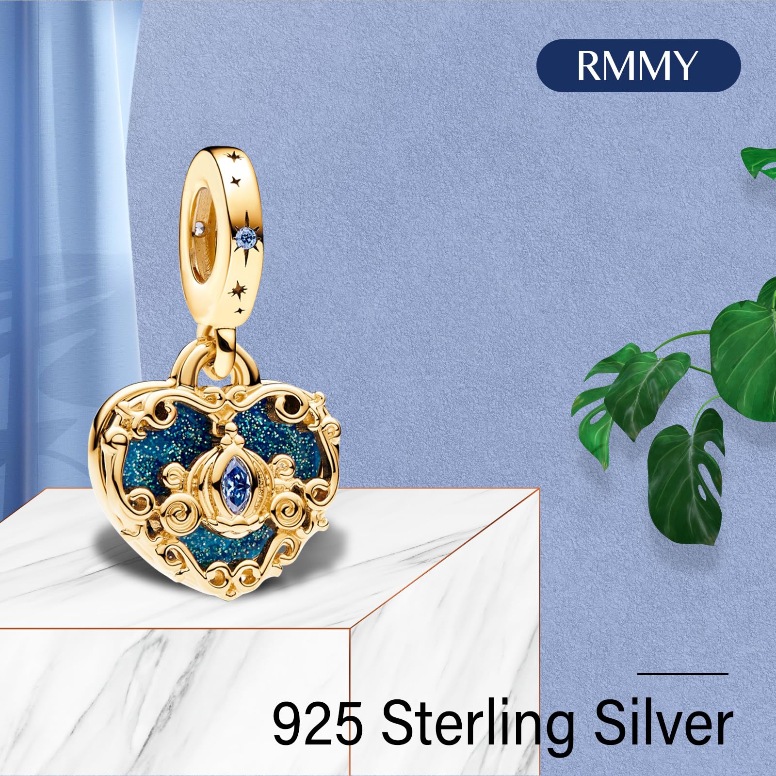 RMMY Charm 925 Sterling Silver Heart Mom Lucky Mouse Movie Pendant Dangle Beads for European Necklaces and Bracelets Valentine's Day Mother's Day Gifts con Gioielli di Zirconia