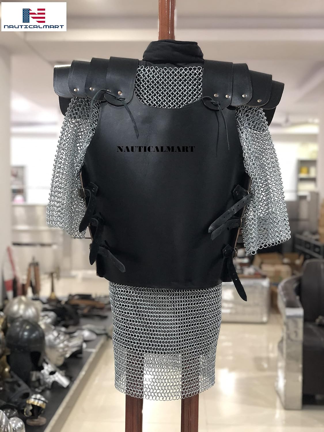 Nautical-Mart The Medieval Knights Genuine Leather Vest Armor LARP Armour Jacket Armor Role-Play Renaissance Cosplay Halloween Costumes Dress