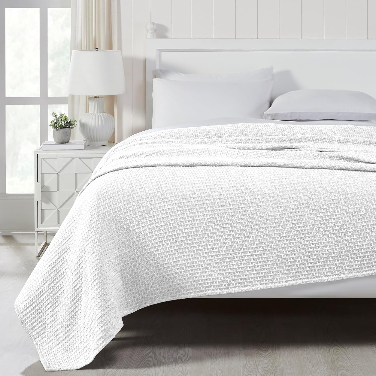 Modern Threads 100% Cotton Waffle Thermal Blanket, White, King/California King - Image 3