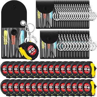 Jutom 60 Pcs Mini Tape Measure Screwdriver Keychain Set Bulk