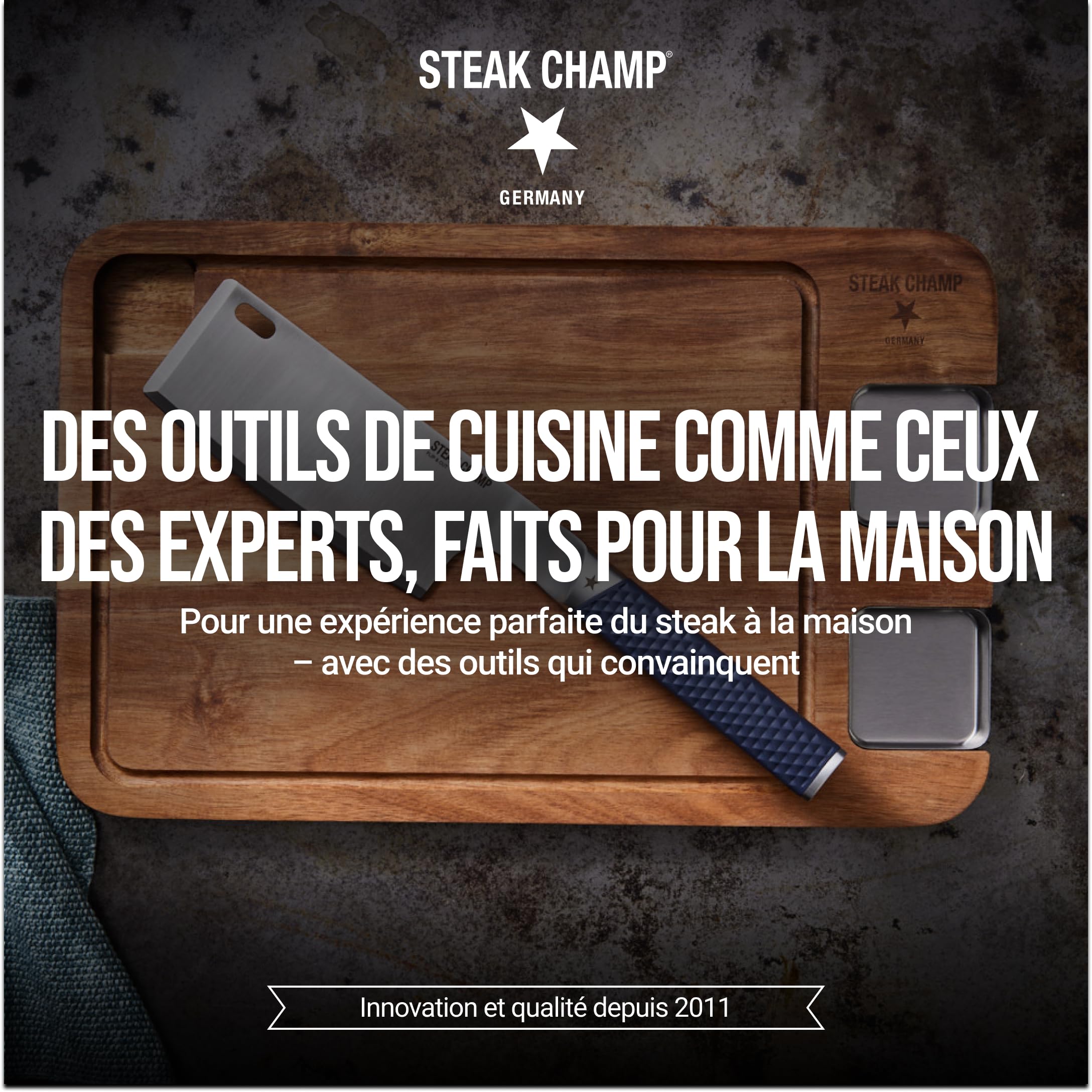 Steakchamp Spatule Flip & Cut : Spatule pour plancha, barbecue et poêle, avec tranchant de couteau de haute qualité et poignée antidérapante