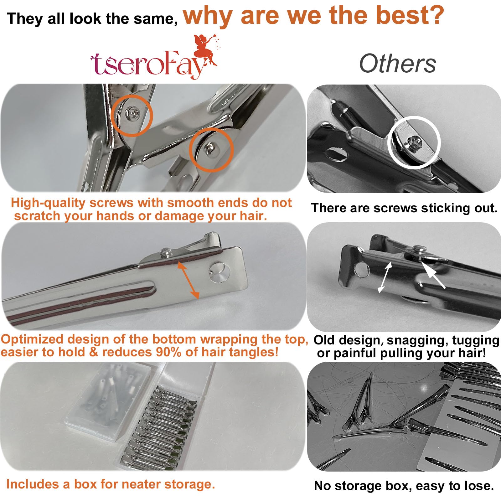 TseroFay 24 pinzas de pelo de metal, pinzas de pelo de pato de metal plateado para seccionamiento de peinado, pinzas de pelo largo de pico de pato, clips de rizo para cabello, clip de rodillo de