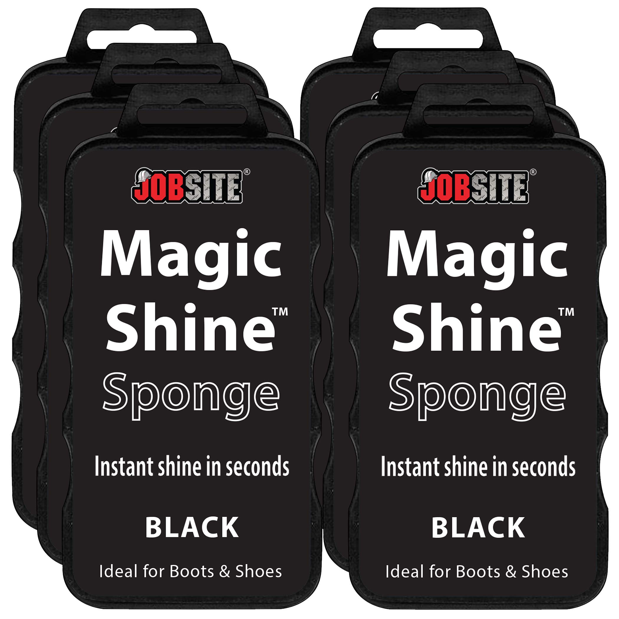 Jobsite Instant Express Leather Boot & Shoe Shine Sponge - Black - 6 Pack