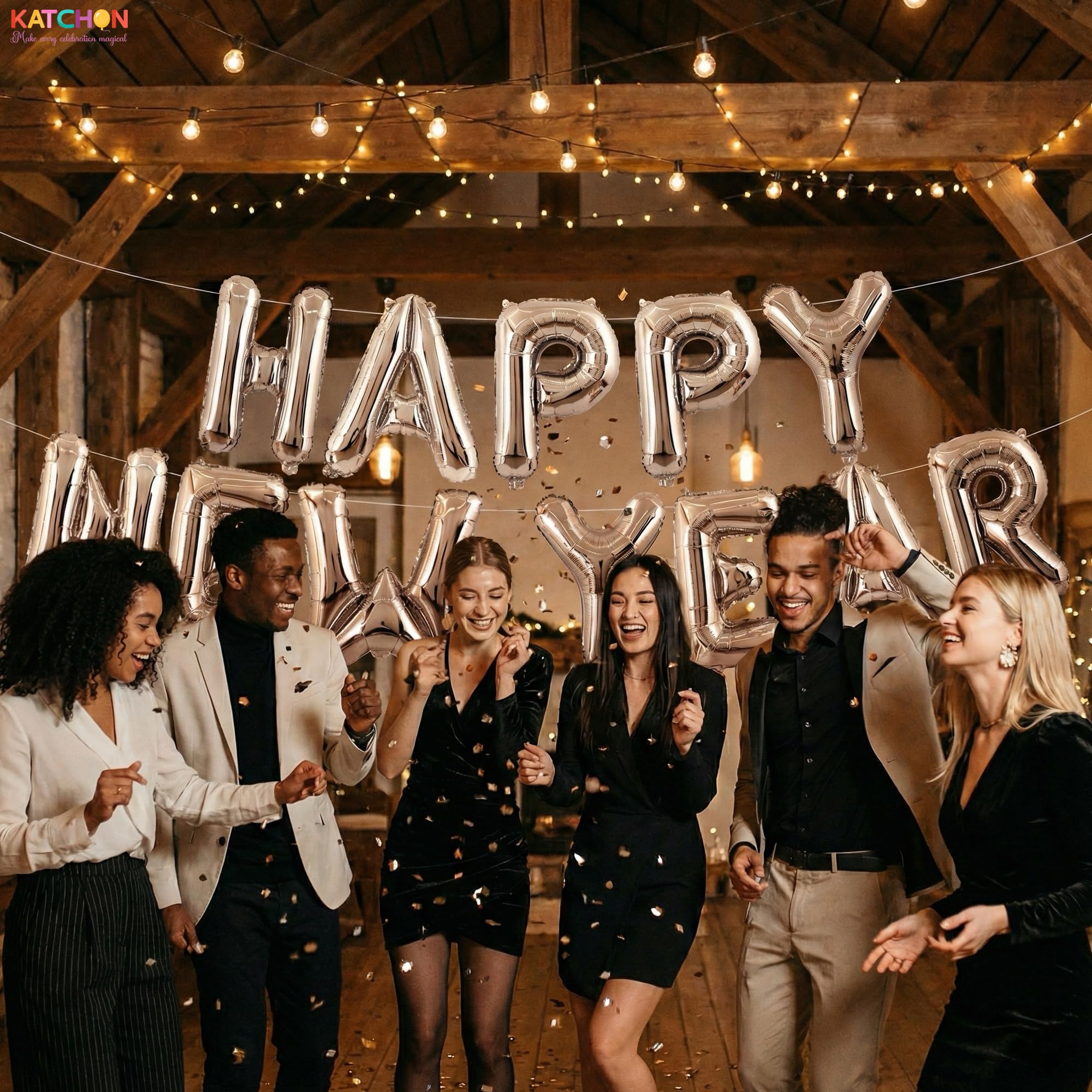 Amazon | シルバー Happy New Year バルーン 16インチ - シルバー 2023