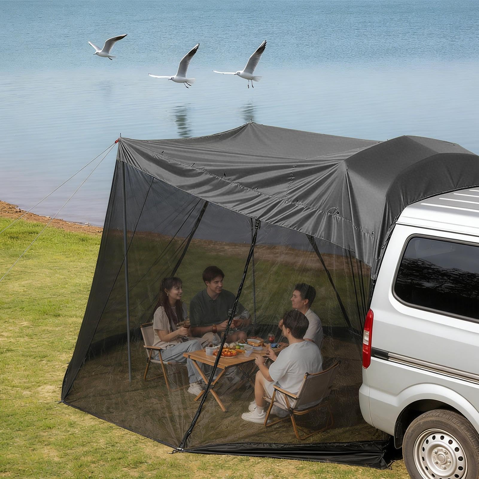 Tenda da campeggio per auto, tettoia impermeabile anti-UV, 310 x 198 x 190 cm, antivento, per auto, escursioni, viaggi, pesca, attività all'aperto, camion, veicoli