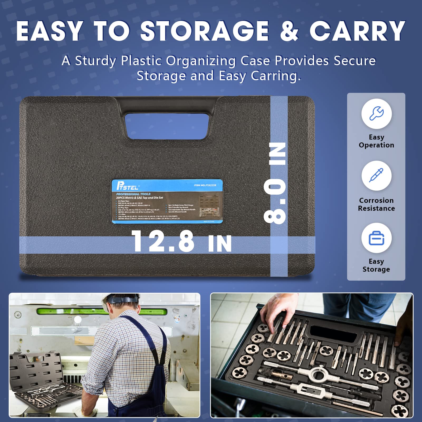 80-Piece Tap And Die Set – Metric Threads M3 To M12, Coarse & Fine, With Handles, Pitch Gauge, And Heavy-Duty Case