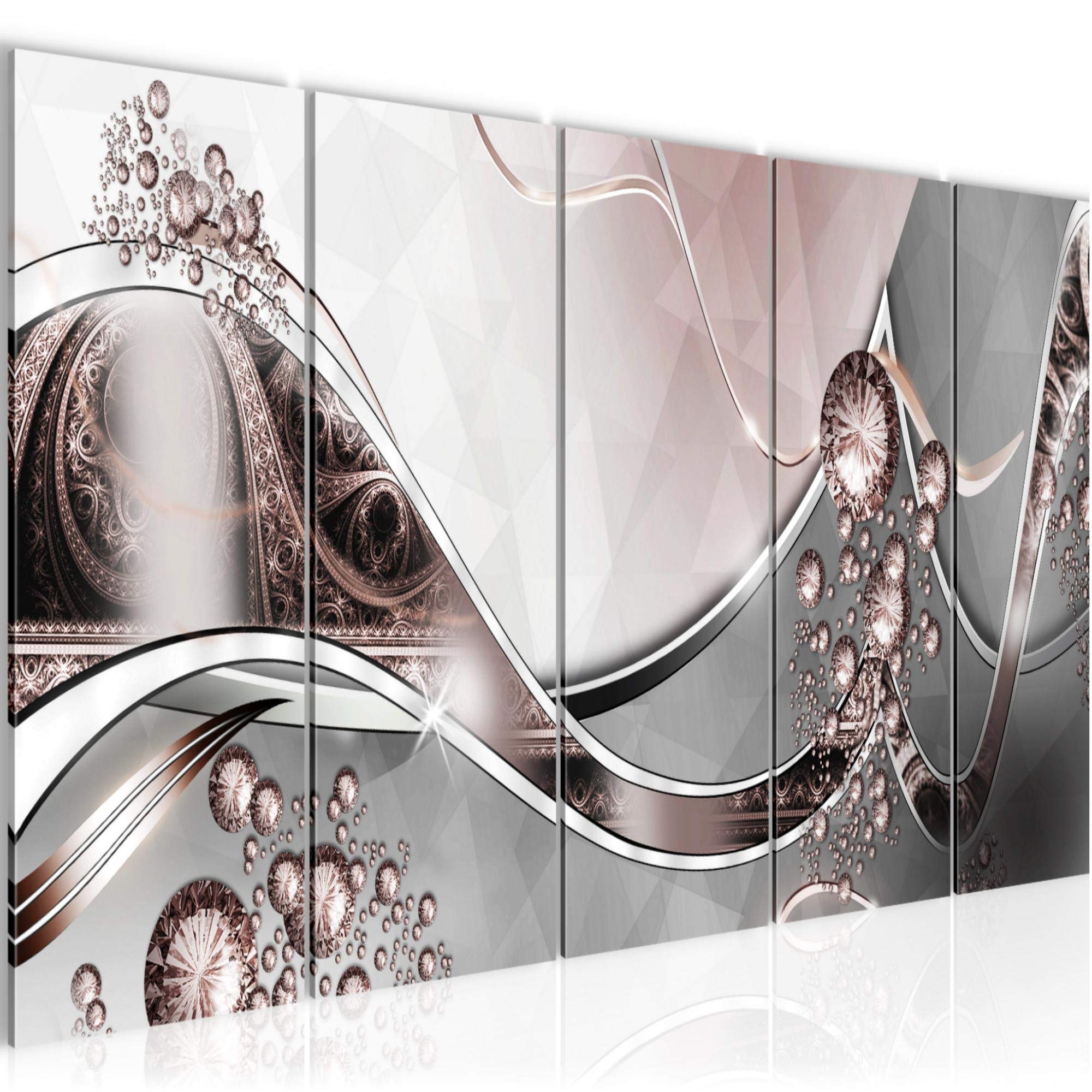 Runa Art A Run Art Wall Picture Xxl Bstract 200 X 80 Cm Gray Pink 5 Pieces - Made In Germany - 109155