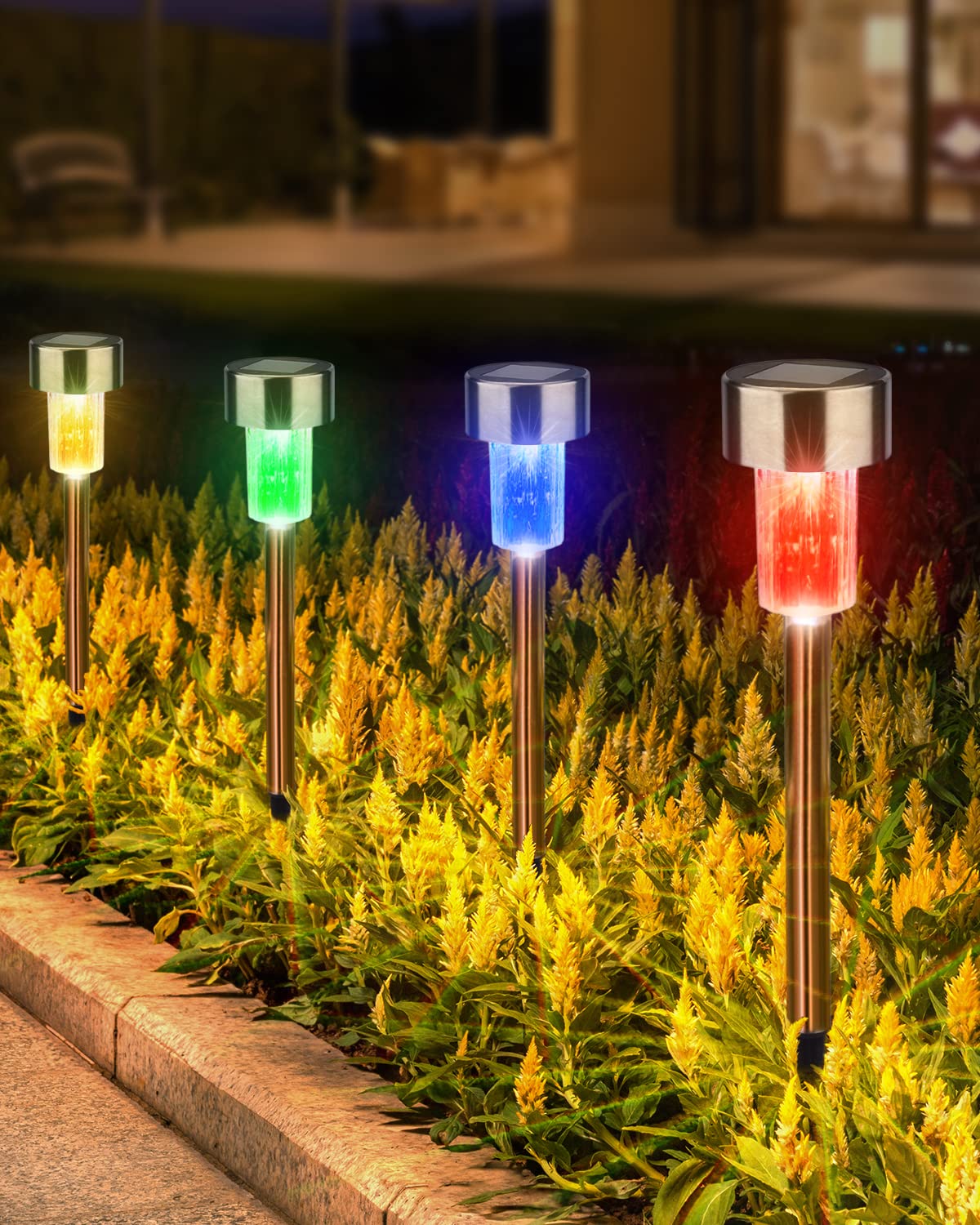 Solar Garden Lights Outdoors, 7 Color Changing LED Outdoor Solar