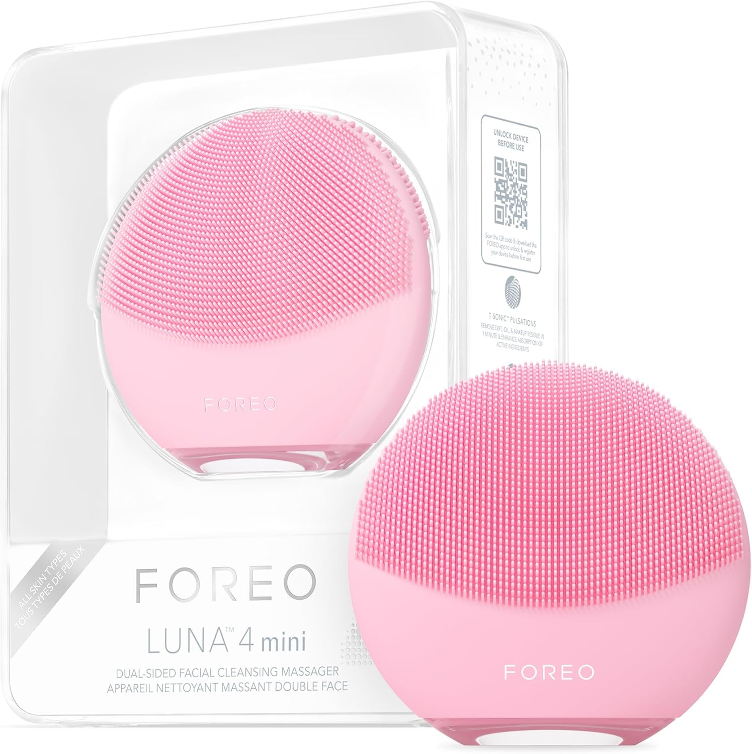 FOREO LUNA 4 Mini Facial Cleansing Brush and Facial Massager – Premium Facial Brush – Improves the Absorption of Skincare Products – Easy Facial Care Travel Accessories – For