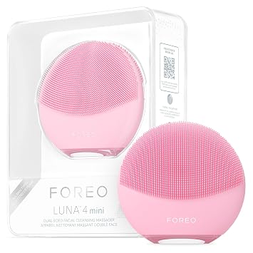 FOREO LUNA 4 mini Face Cleansing Brush & Face Massager - Premium Face Care - Enhances Absorption of Facial Skin Care Products - Simple Skin Care Tools - For All Skin Types- Pearl Pink | Facial cleansing brush, face massager, silicone brush, face exfoliator, travel accessories, all skin types, glow