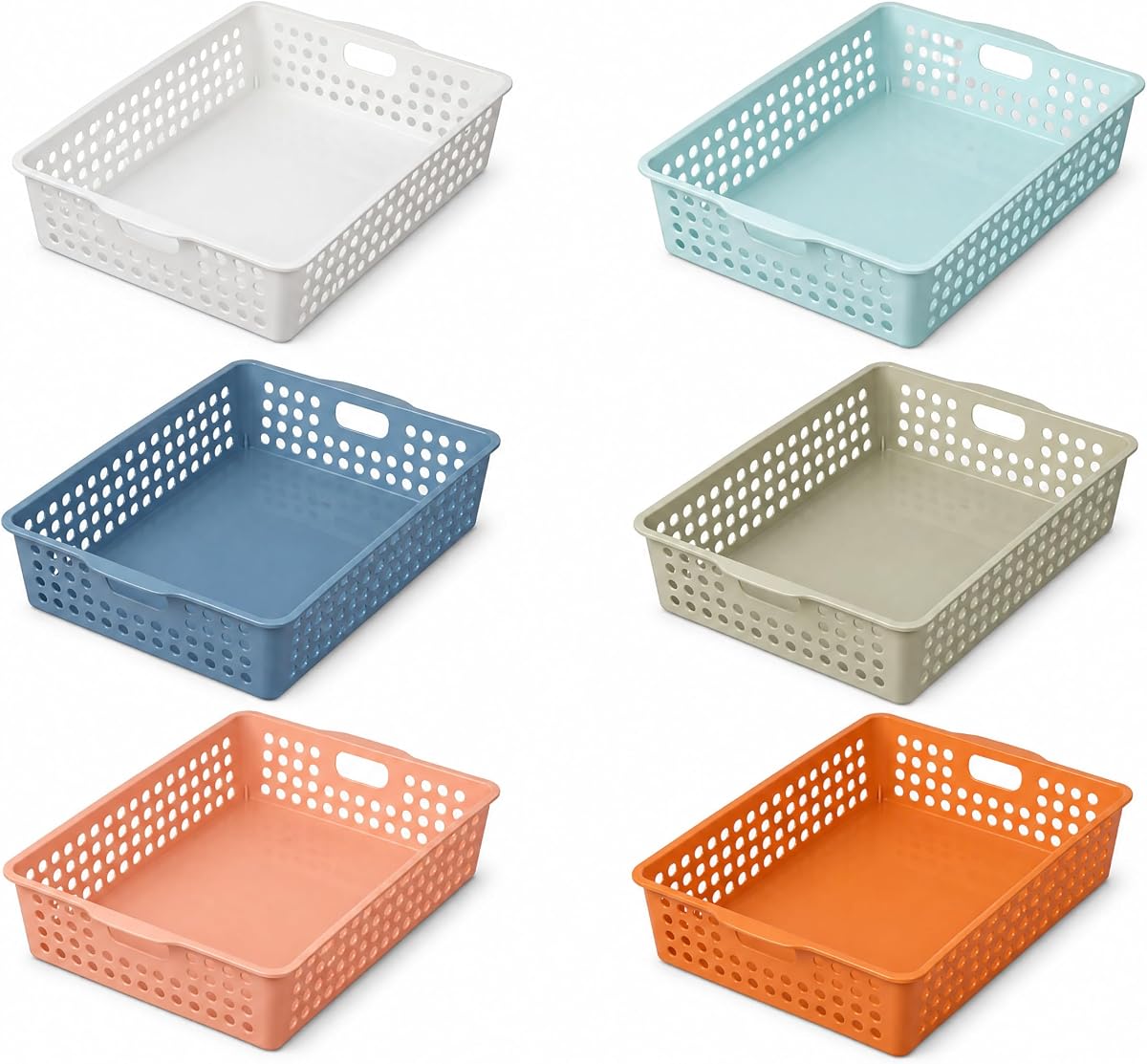 6 Pack Classroom Paper Baskets, Organizing Desk Boho Tray for A4 Papers, Classroom Storage Plastic Paper Bins, Fun Turn in Trays for Teachers and Students, Office Desk Room Trays Organizer