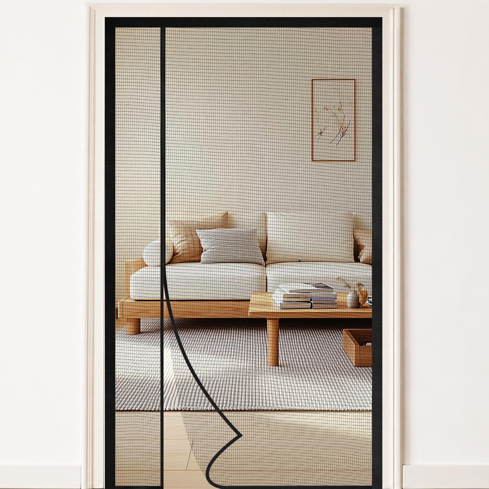 NUTKIT Magnetic Fly Screen Door, 90x200cm Side Opening Fly Screens for Door