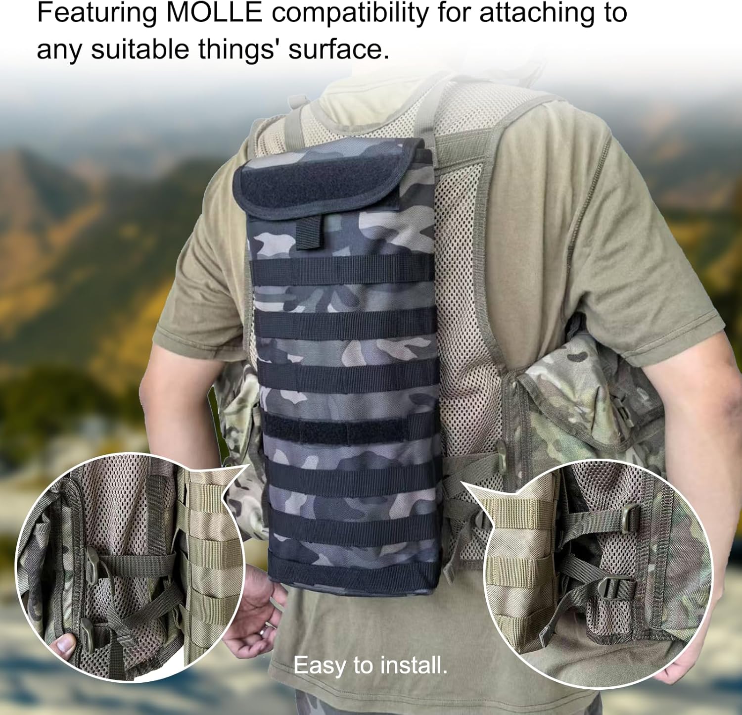 Hannibal Tactical 5L Hydration Pack, Water Backpack with 3L Water Bladder, MOLLE System for Outdoor Hiking, Biking, Running